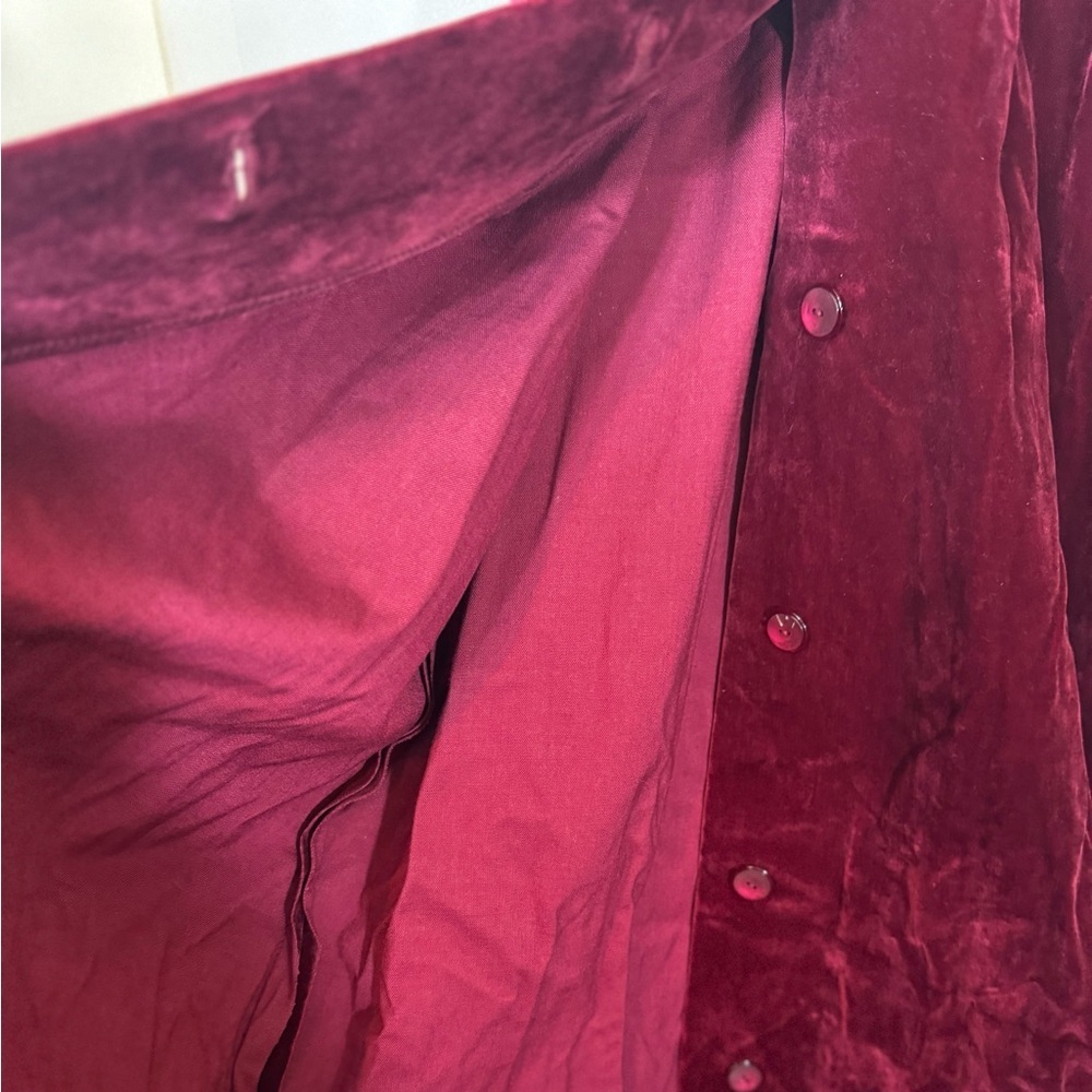 Frilly Velvet Apron‎ Pinafore Dress-Burgundy Red-XS/S - Picture 15 of 15